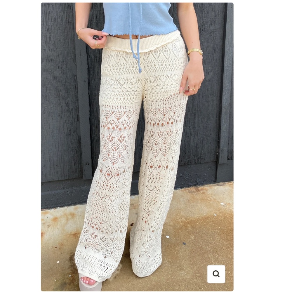 LG Ivory Crochet Wide Leg Pants